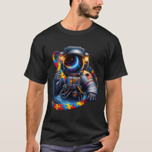 Camiseta Autismo Sensibilização Astronauta Cão Vermelho Ama