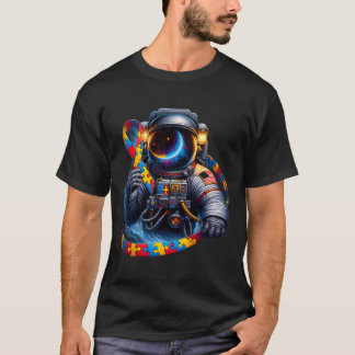 Camiseta Autismo Sensibilização Astronauta Cão Vermelho Ama
