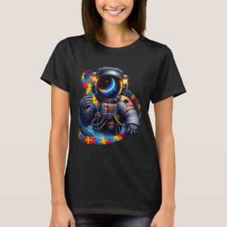 Camiseta Autismo Sensibilização Astronauta Cão Vermelho Ama
