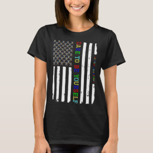 Camiseta Autismo Sensibilização Autismo Bandeira Americana