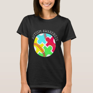Camiseta Autismo Sensibilização Autismo Suporte a Baseball