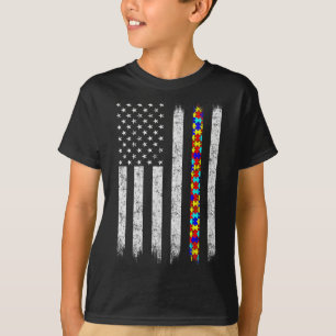Camiseta Autismo Sensibilização Bandeira Americana