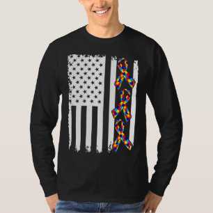 Camiseta Autismo Sensibilização Bandeira Americana