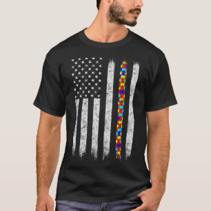 Camiseta Autismo Sensibilização Bandeira Americana