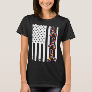 Camiseta Autismo Sensibilização Bandeira Americana