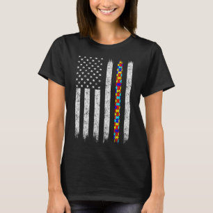 Camiseta Autismo Sensibilização Bandeira Americana