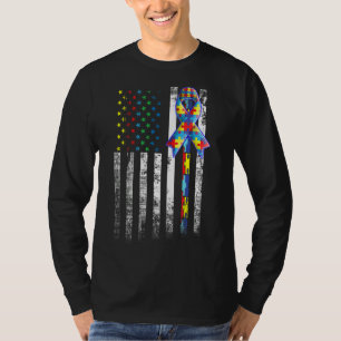 Camiseta Autismo Sensibilização Bandeira Americana