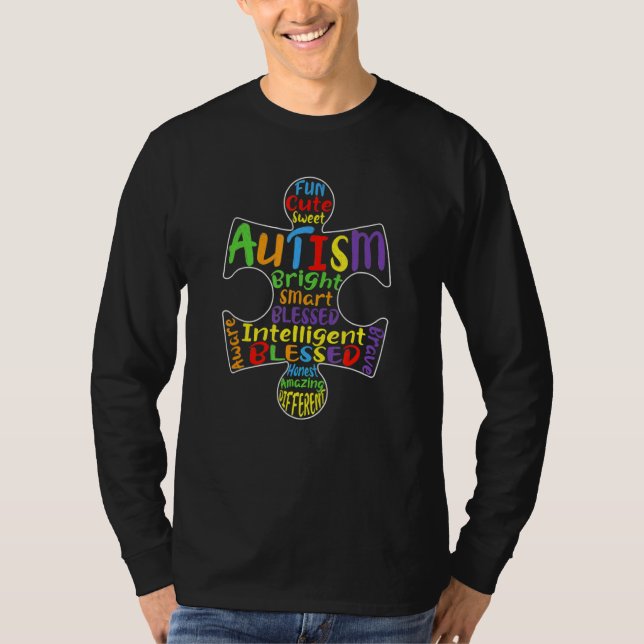 Camiseta Autismo Sensibilização Coração Homens Abençoados M (Frente)