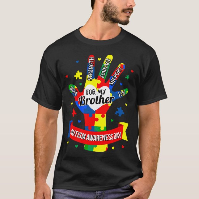 Camiseta Autismo Sensibilização Crianças Irmão Quebra-cabeç (Frente)