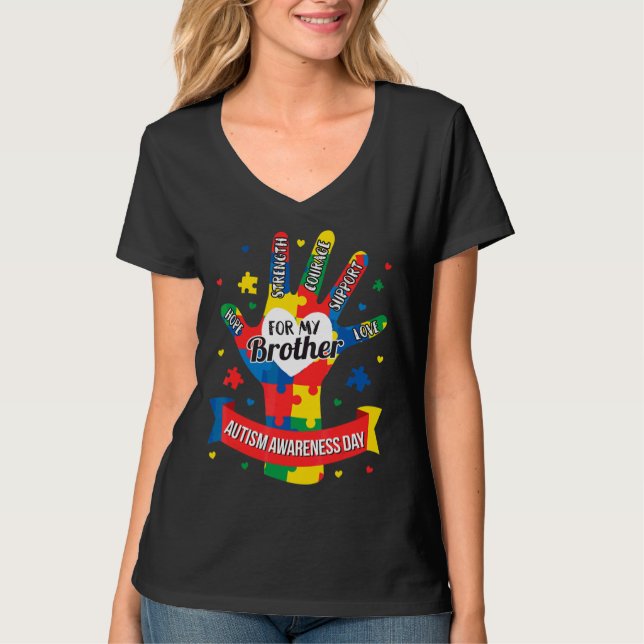 Camiseta Autismo Sensibilização Crianças Irmão Quebra-cabeç (Frente)