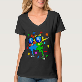 Camiseta Autismo Sensibilização Dabbing Quebra-cabeça