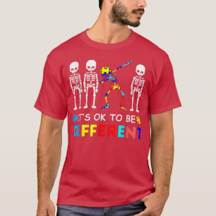 Camiseta Autismo Sensibilização Dabbing Skeleton é ok ser d