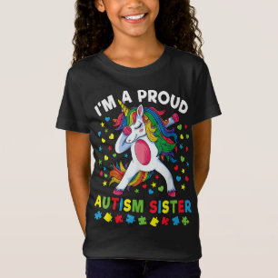 Camiseta Autismo Sensibilização Dabbing Unicorn Proud Autis