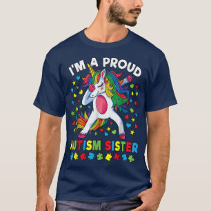 Camiseta Autismo Sensibilização Dabbing Unicorn Proud Autis