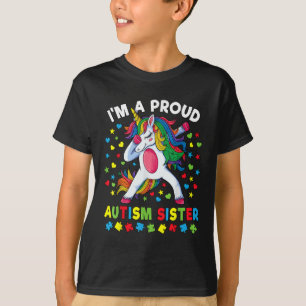 Camiseta Autismo Sensibilização Dabbing Unicorn Proud Autis