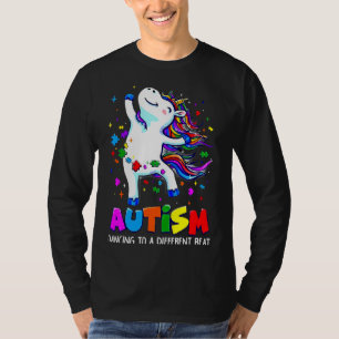 Camiseta Autismo Sensibilização Dabbing Unicorn Quebra-cabe