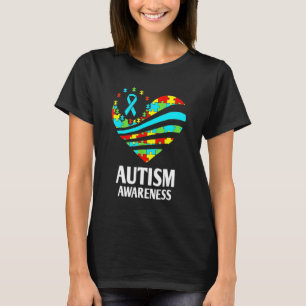 Camiseta Autismo Sensibilização Das Mulheres Coração Apoio
