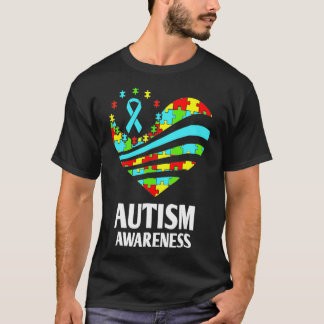 Camiseta Autismo Sensibilização das Mulheres Coração Apoio
