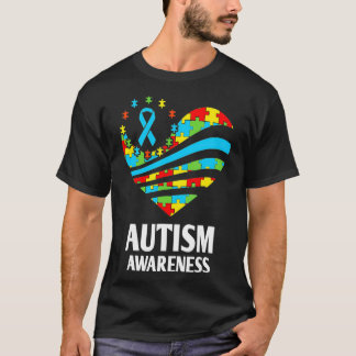 Camiseta Autismo Sensibilização das Mulheres Coração Apoio 