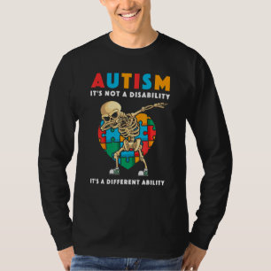 Camiseta Autismo Sensibilização Dia Dabbing Skeleton Kids O