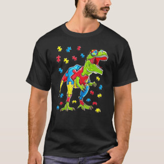 Camiseta Autismo Sensibilização Dinossauro Quebra-cabeça Pi