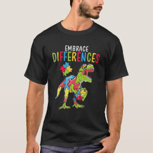 Camiseta Autismo Sensibilização Dinossauro T Rex Coração Qu