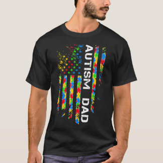 Camiseta Autismo Sensibilização do Pai Bandeira Americana E
