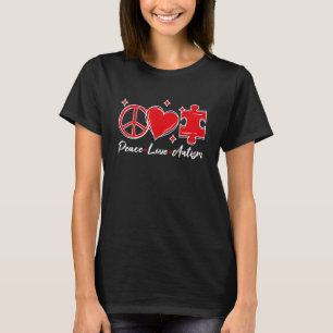 Camiseta Autismo Sensibilização Engraçada Paz Amor Meninos 