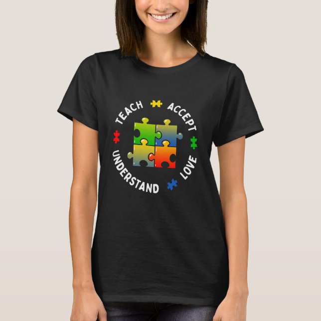 Camiseta Autismo Sensibilização Ensino Ensino Ensino L (Frente)