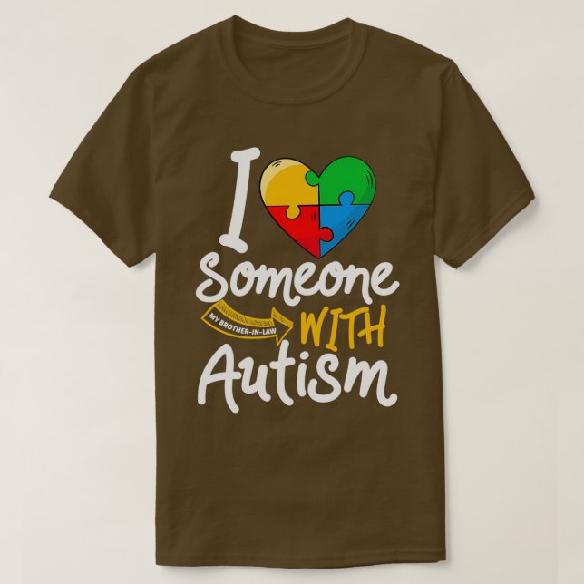 Camiseta Autismo Sensibilização Irmão da Lei Eu Amo Alguém  (Frente do Design)