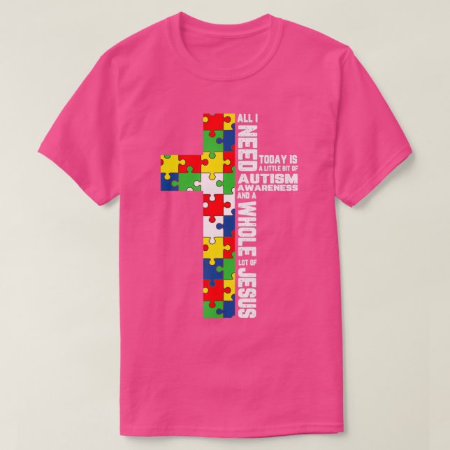 Camiseta Autismo Sensibilização Jesus Cristo Quebra-cabeça  (Frente do Design)