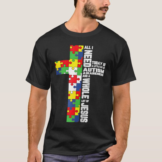 Camiseta Autismo Sensibilização Jesus Cruze Deus Cristão (Frente)