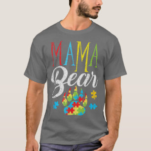 Camiseta Autismo Sensibilização Mama Bear Quebra-cabeça Pre