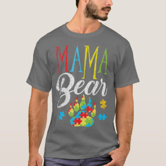 Camiseta Autismo Sensibilização Mama Bear Quebra-cabeça Pre