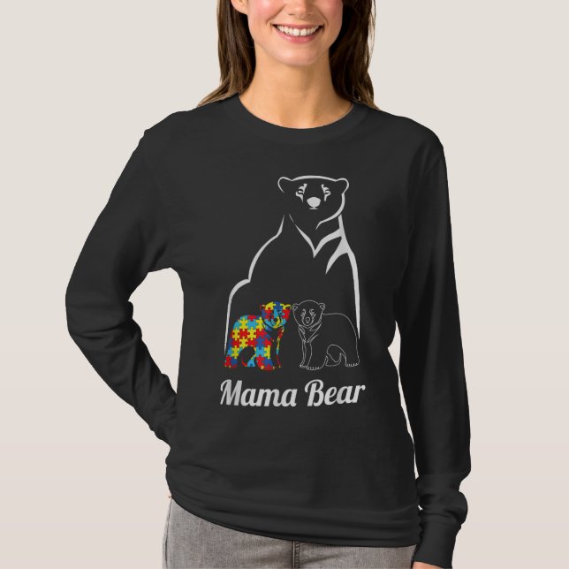 Camiseta Autismo Sensibilização Mamãe Ursa Mãe (Frente)