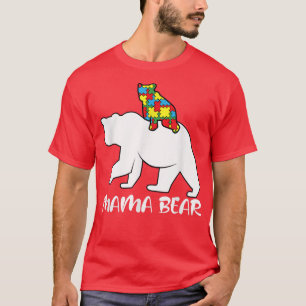Camiseta Autismo Sensibilização Mamãe Ursa Orgulhosa Autist