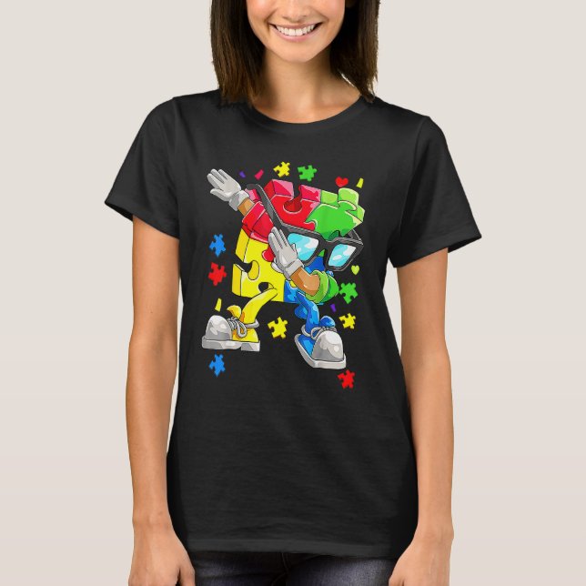 Camiseta Autismo Sensibilização Meninos Meninos Dabbing Que (Frente)