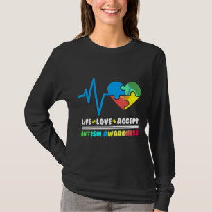 Camiseta Autismo Sensibilização Mês ao Vivo O Amor Aceita A