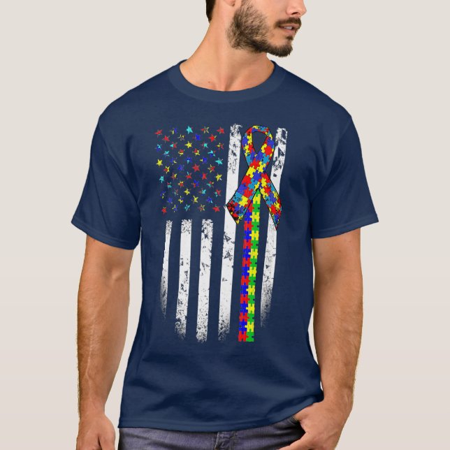 Camiseta Autismo Sensibilização Mês da Autista de Bandeiras (Frente)