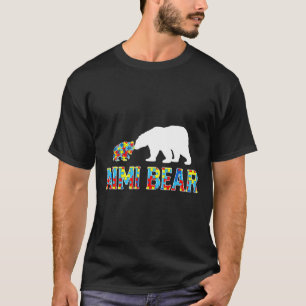 Camiseta Autismo Sensibilização Mimi Bear Quebra-cabeça de