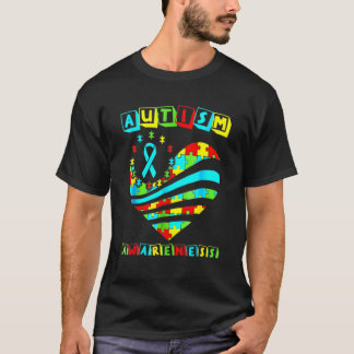 Camiseta Autismo Sensibilização Mulheres Coração Apoio Cria