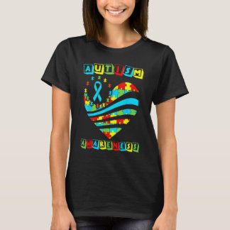 Camiseta Autismo Sensibilização Mulheres Coração Apoio Cria