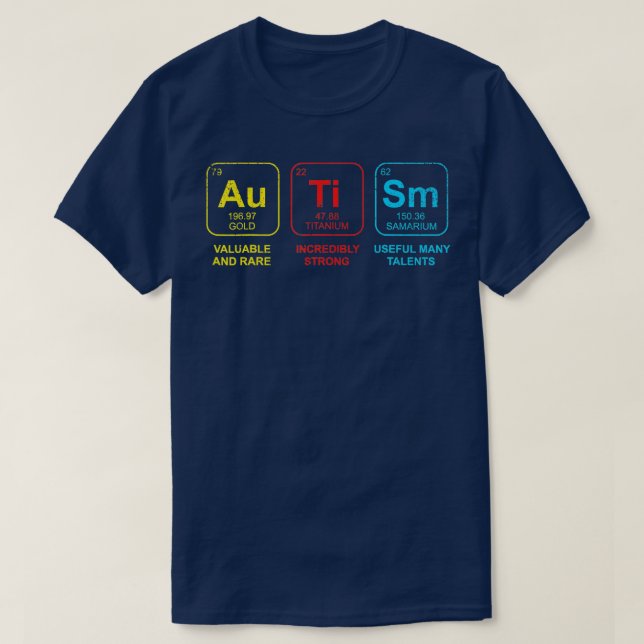 Camiseta Autismo Sensibilização Mulheres Homens Elementos p (Frente do Design)