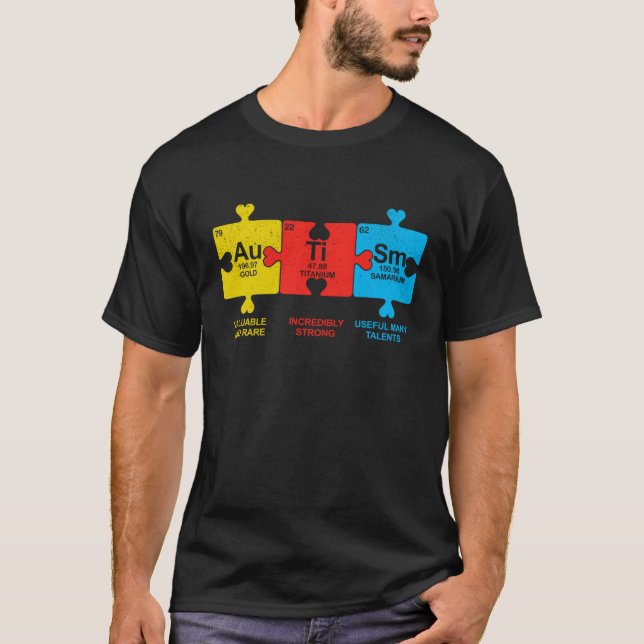 Camiseta Autismo Sensibilização Mulheres Homens Elementos p (Frente)