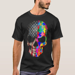 Camiseta Autismo Sensibilização Pedaços de Quebra-cabeça do