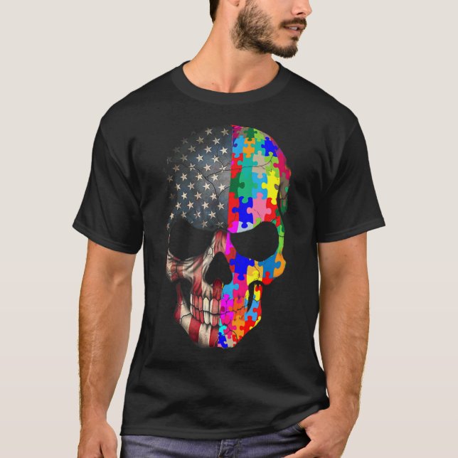 Camiseta Autismo Sensibilização Pedaços de Quebra-cabeça do (Frente)