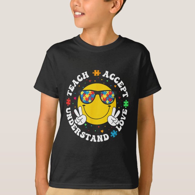 Camiseta Autismo Sensibilização Professora Quebra-cabeça de (Frente)