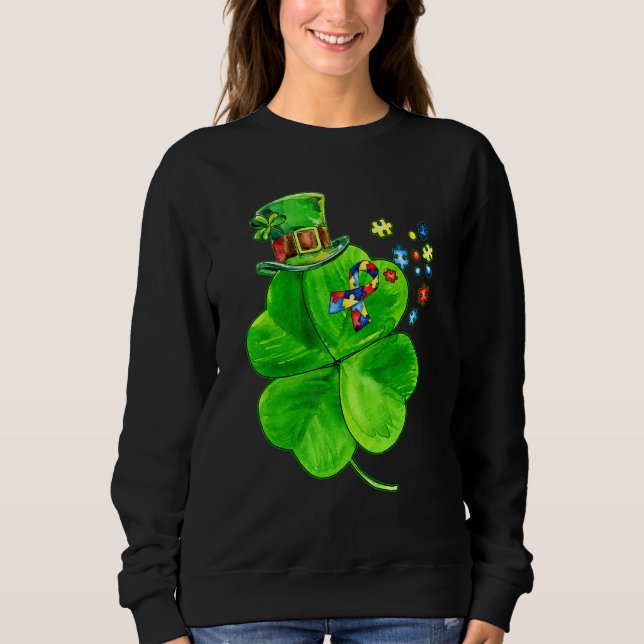 Camiseta Autismo Sensibilização Shamrock Dia de São Patríci (Frente)