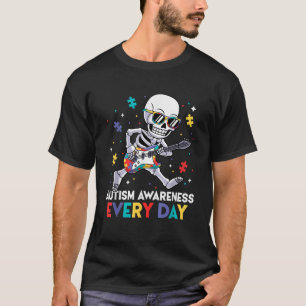 Camiseta Autismo Sensibilização Skeleton Quebra-cabeça Guit