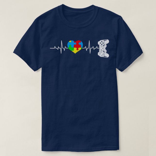 Camiseta Autismo Sensibilização Vídeo Controlador de Jogos  (Frente do Design)